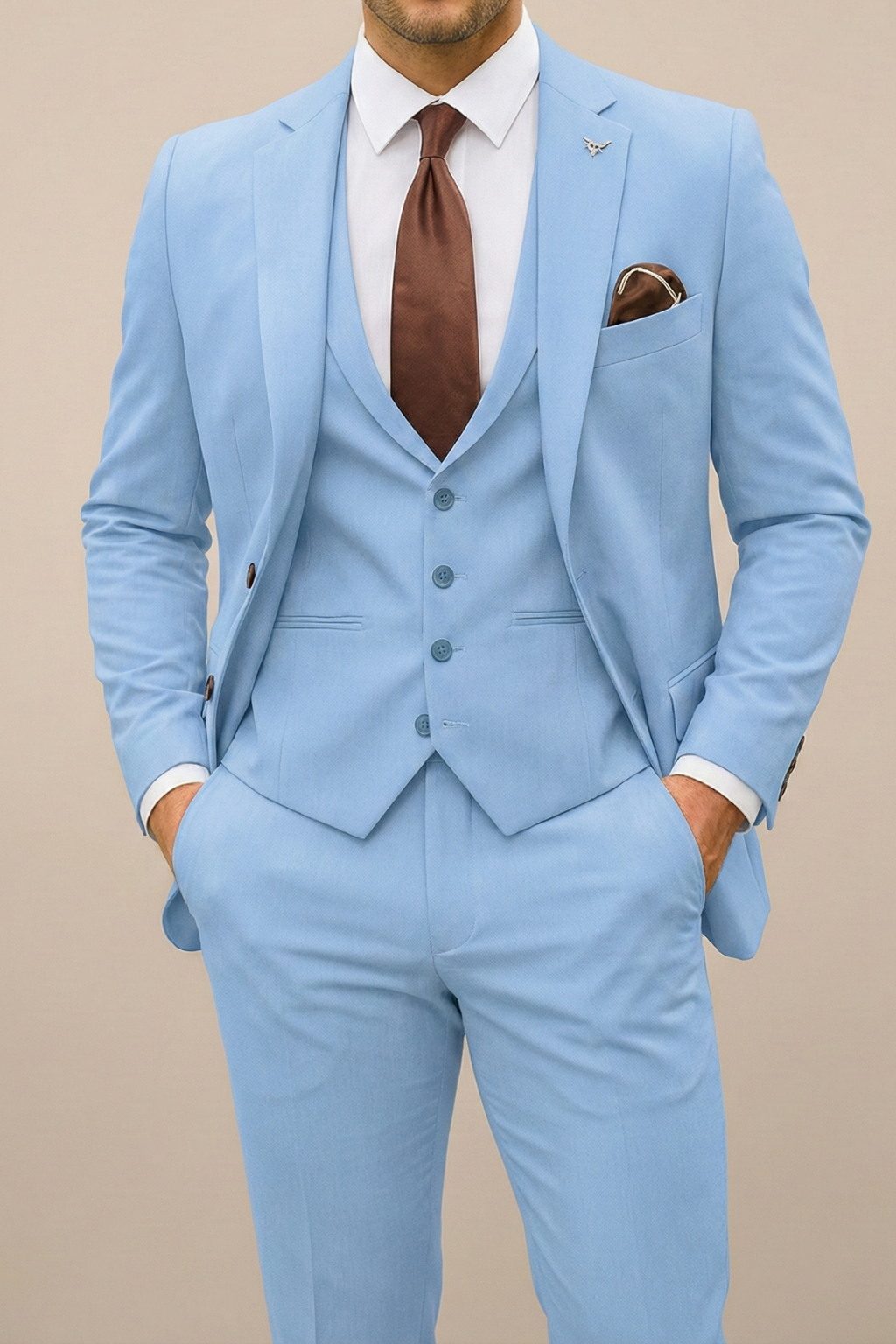 Three Piece Suit Set with Waistcoat for Men