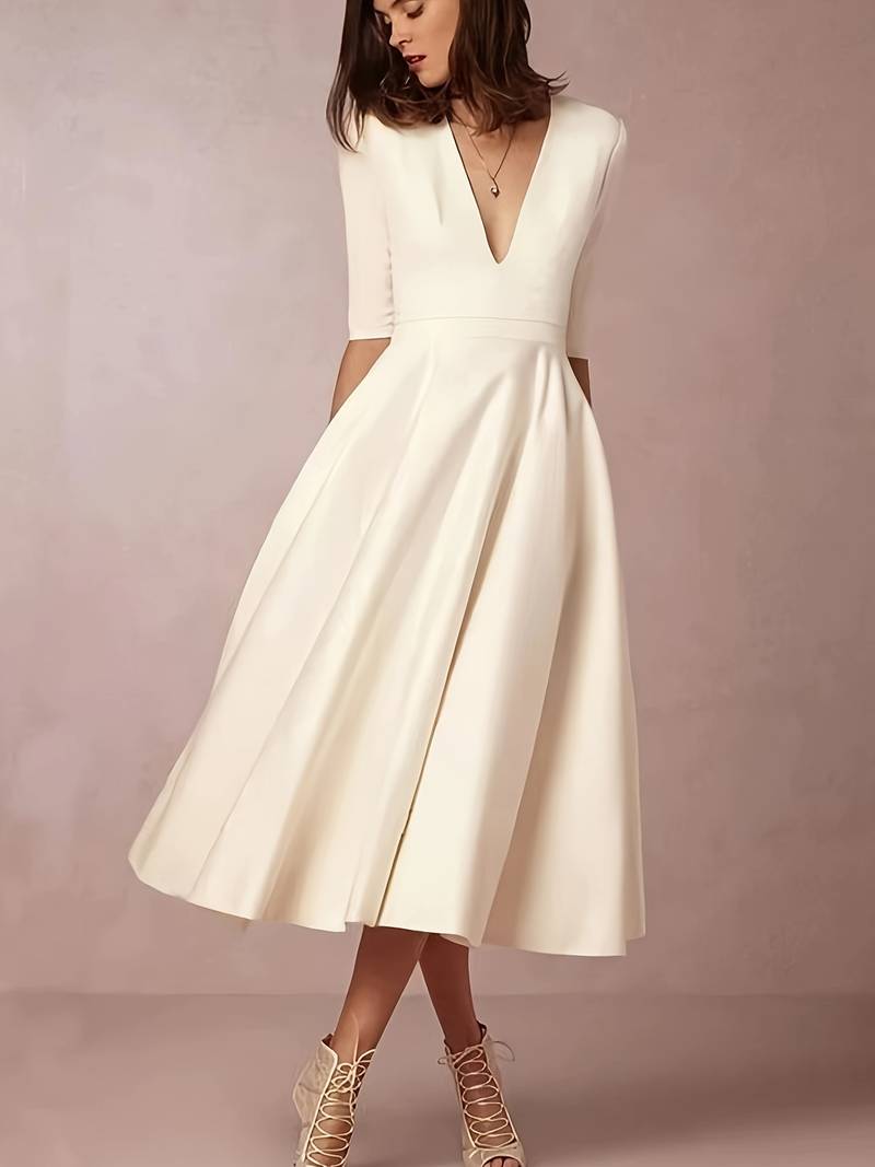 Wedding Guest Flared Midi Dress for Women