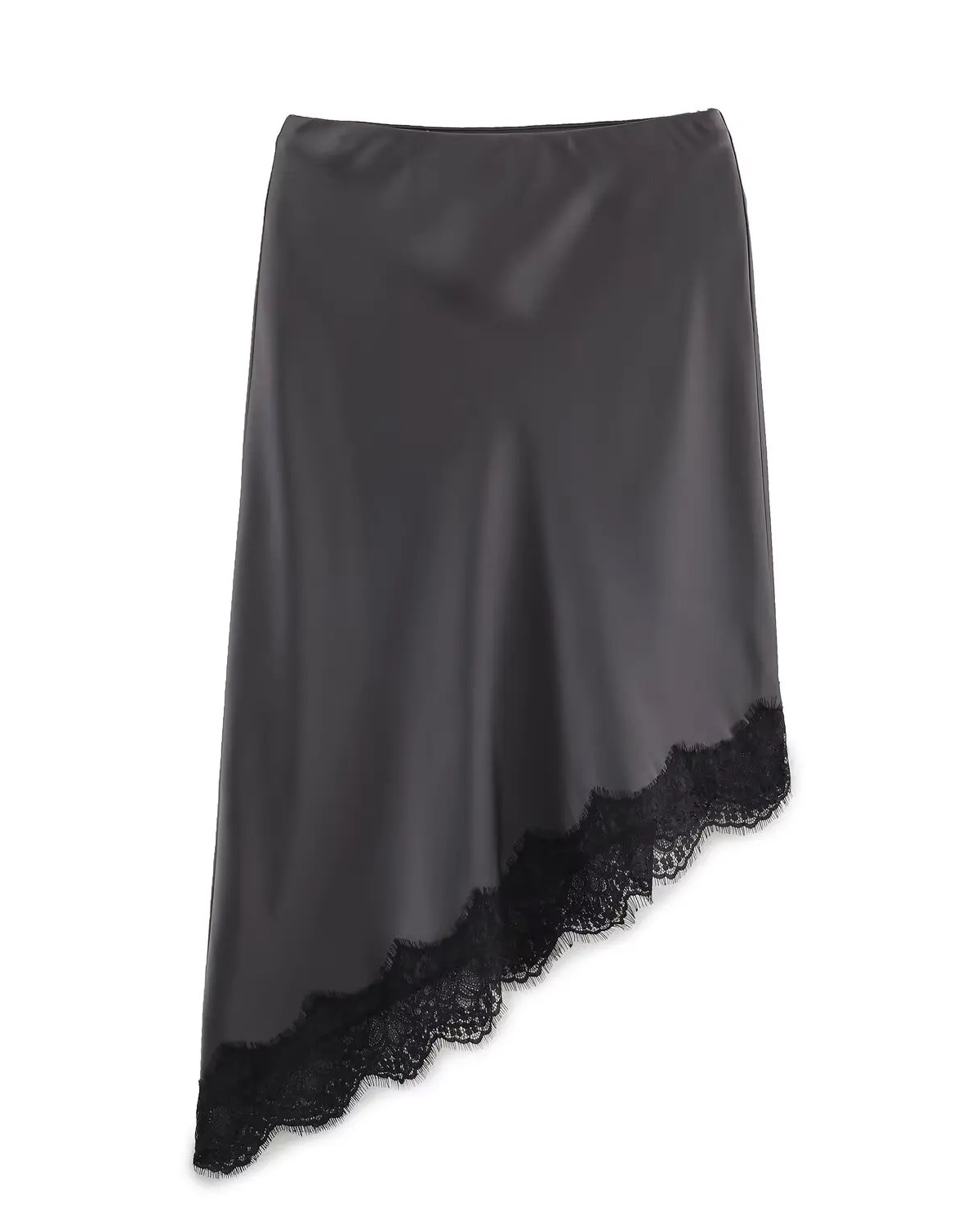 Satin Lace Skirt with Asymmetric Hem for Women