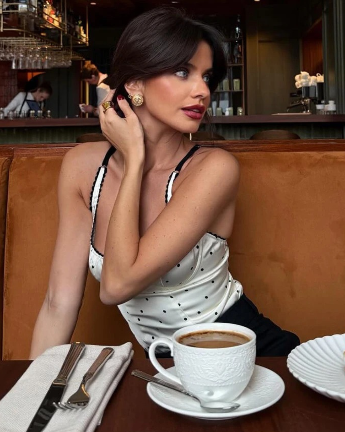 Polka Dot Corset Style Cami Top for Women