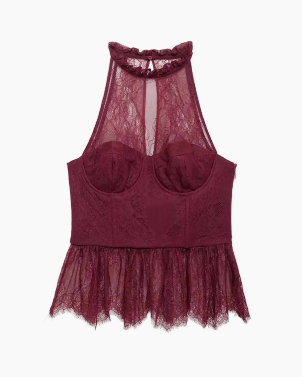 Sleeveless Halter Neck Lace Top for Women