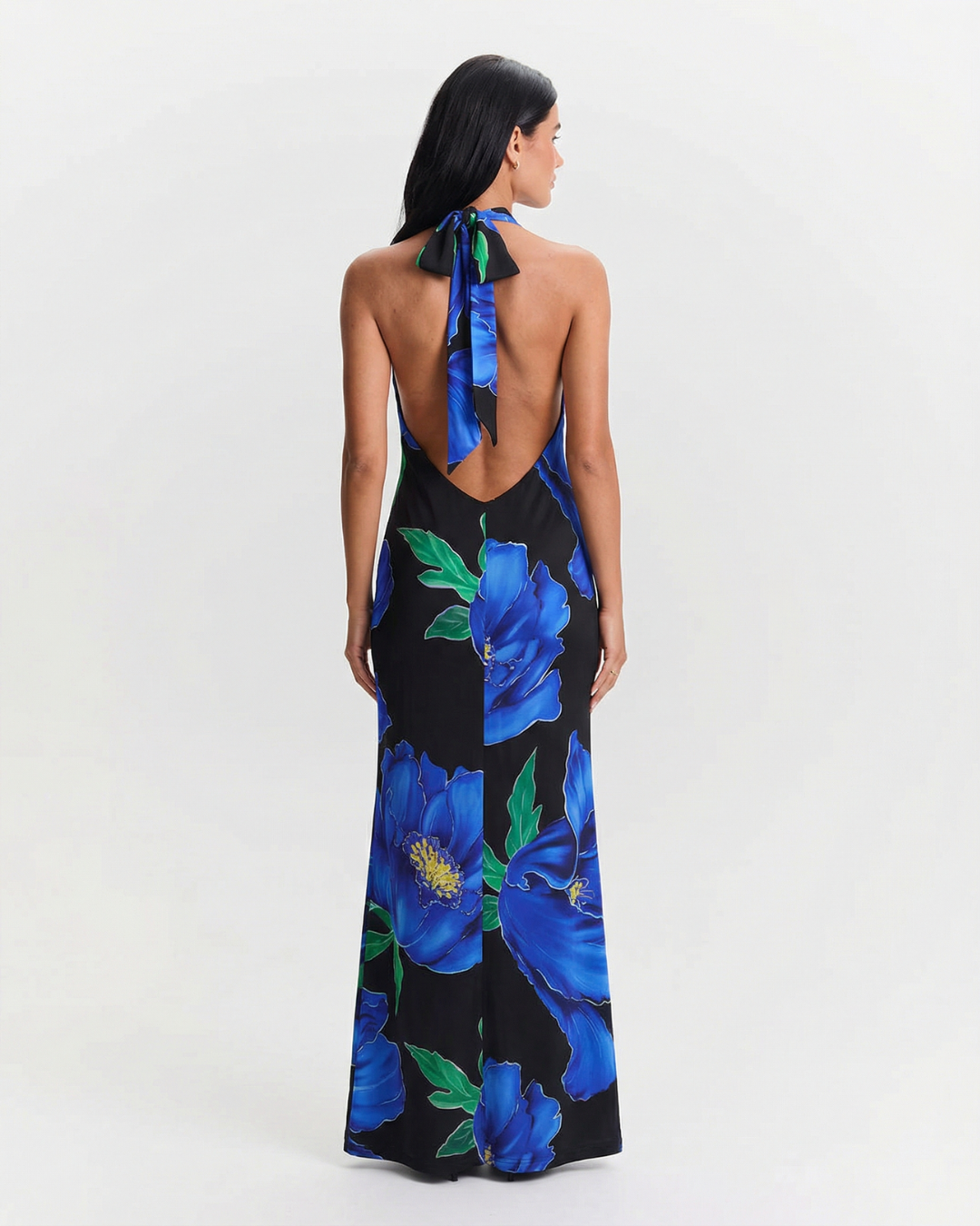 Backless Floral Bodycon Maxi Dress for Women