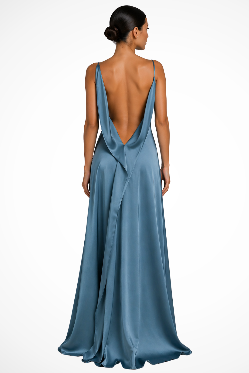 Cowl Neck Satin Maxi Dress with Side Slit Wedding Guest for Women