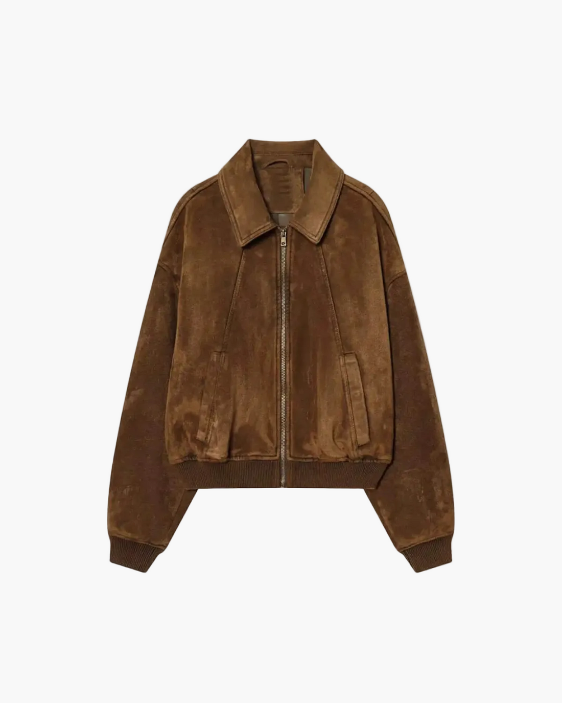 Suede Jacket with Dropped Shoulders for Women
