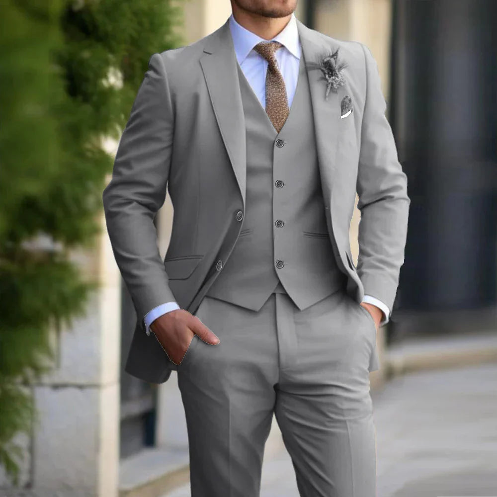 Three-Piece Tailored Suit Set for Men