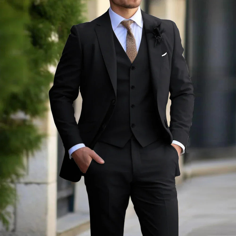 Three-Piece Tailored Suit Set for Men