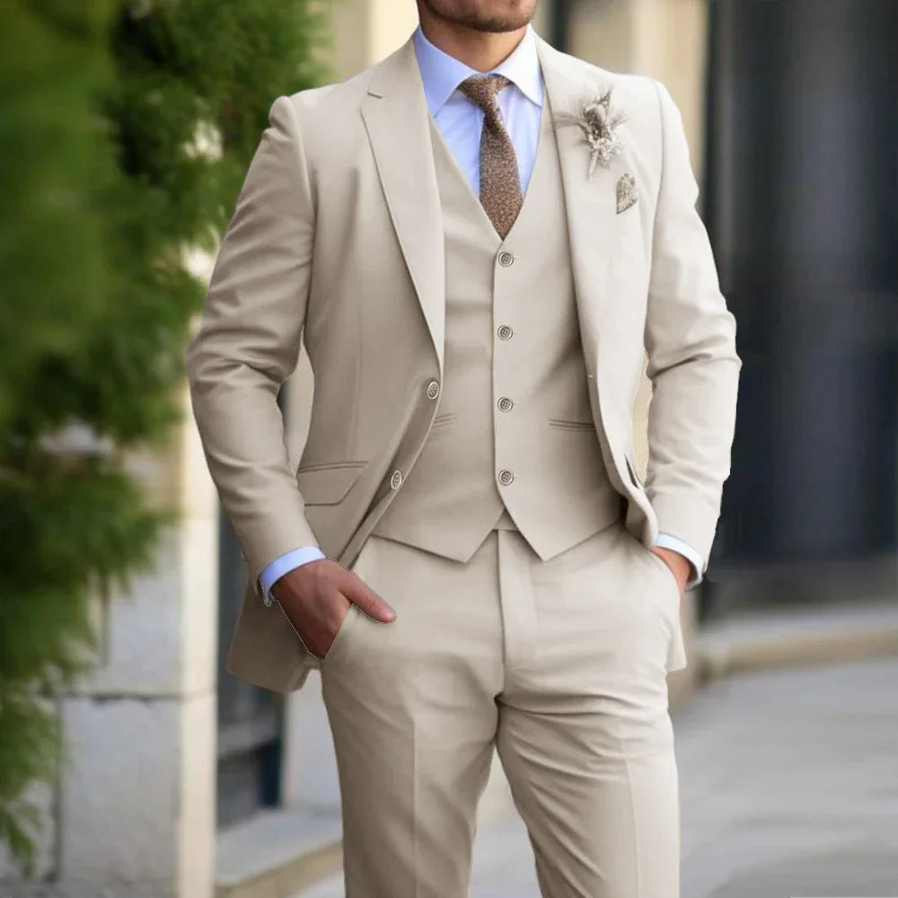 Three-Piece Tailored Suit Set for Men