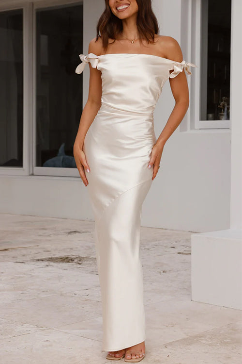 Off-Shoulder Wedding Guest Maxi Dress for Women