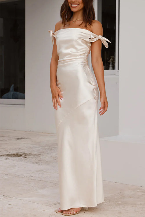 Off-Shoulder Wedding Guest Maxi Dress for Women