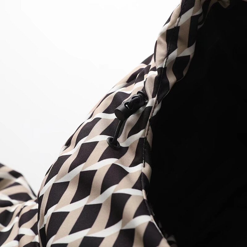 Hooded Puffer Jacket with Belt for Women