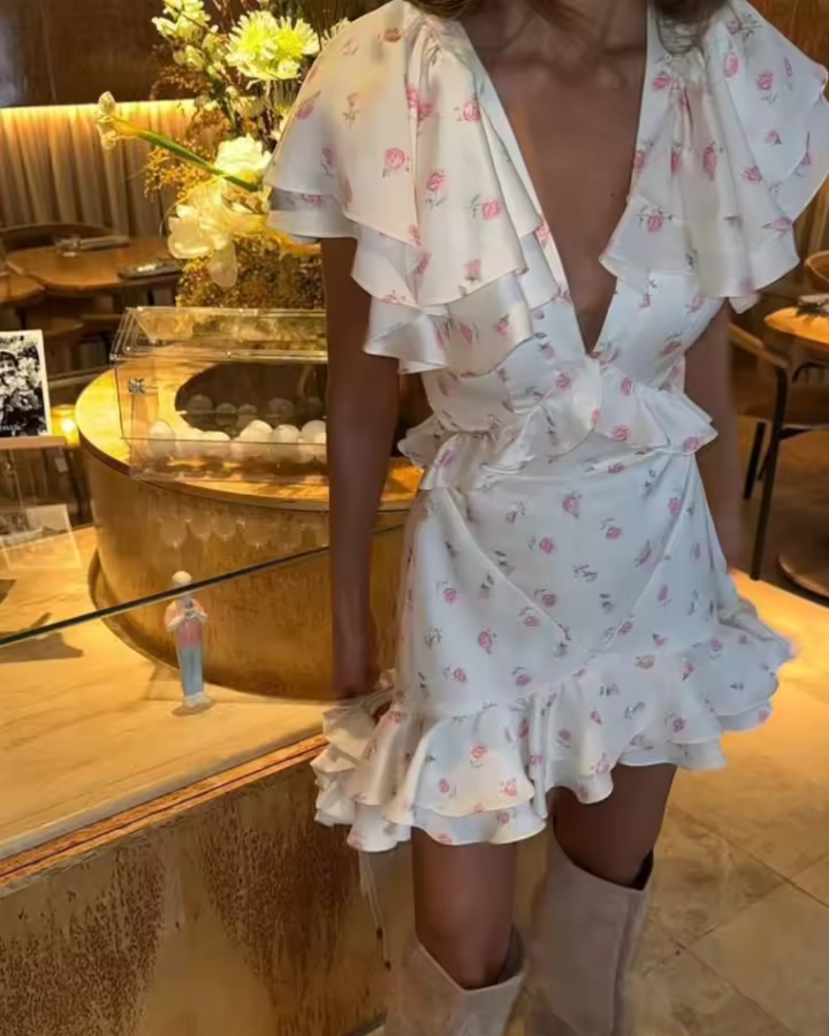 Floral Print Ruffle Mini Dress for Women