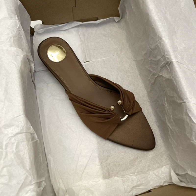 Satin Mules with Open Toe for Women