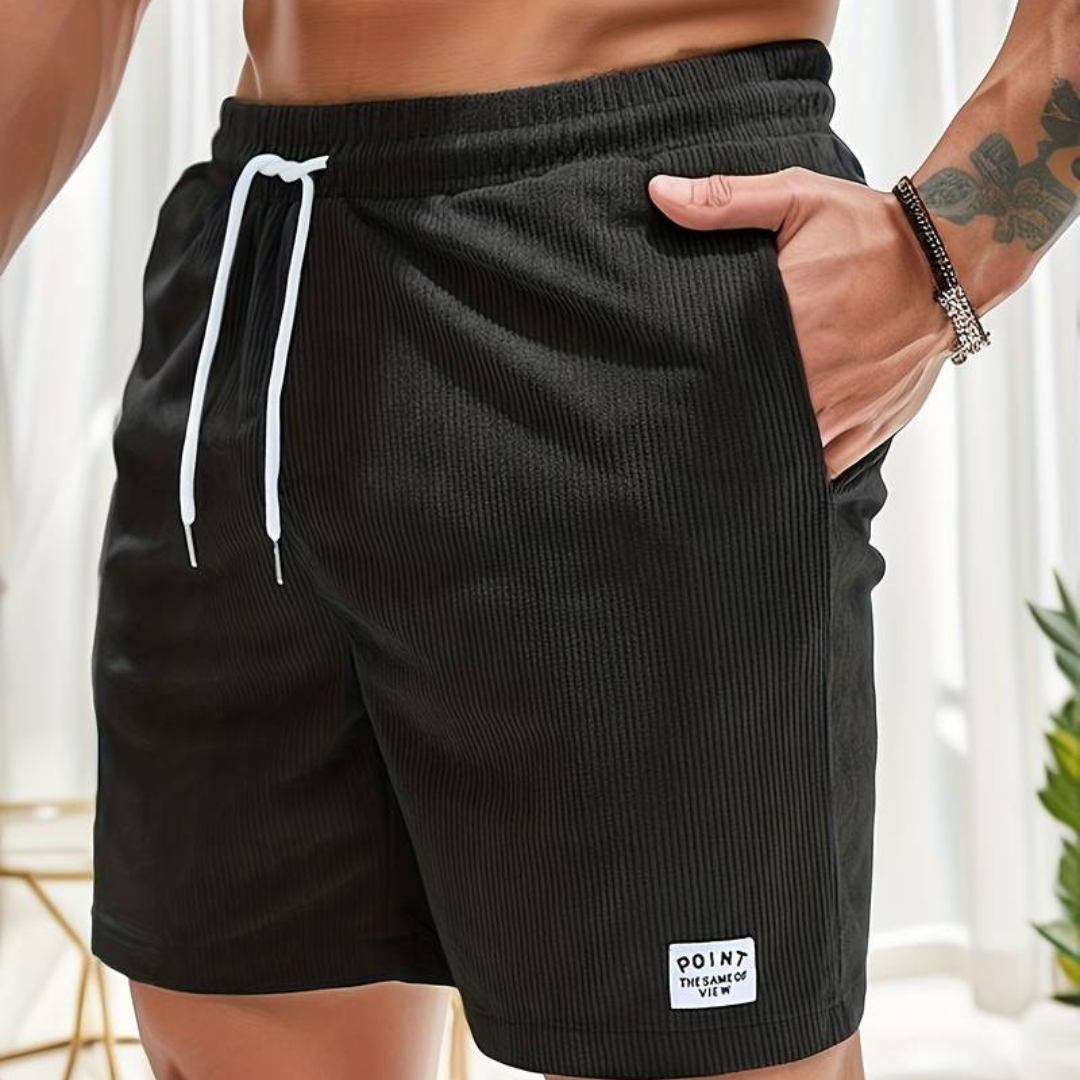 Ribbed Drawstring Casual Shorts for Men