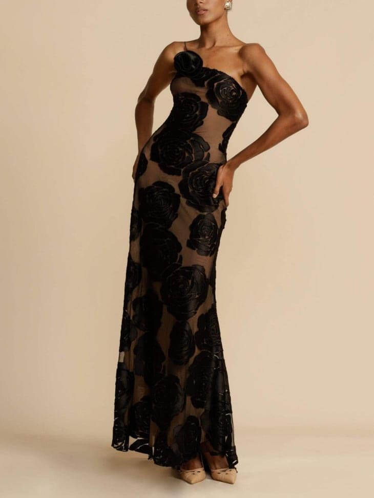 Bandeau Floral Split Wedding Guest Maxi Dress for Women
