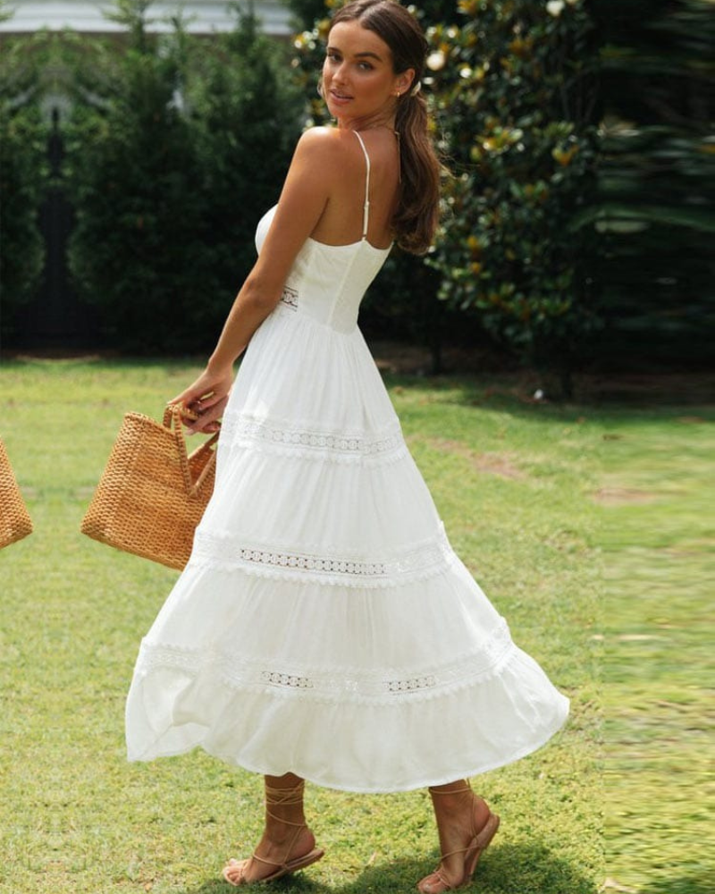 Lace Panel Boho Maxi Dress for Women