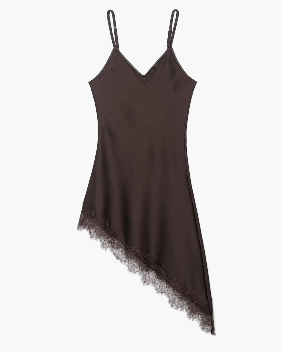 Backless Satin Dress with Asymmetric Lace Hem for Women