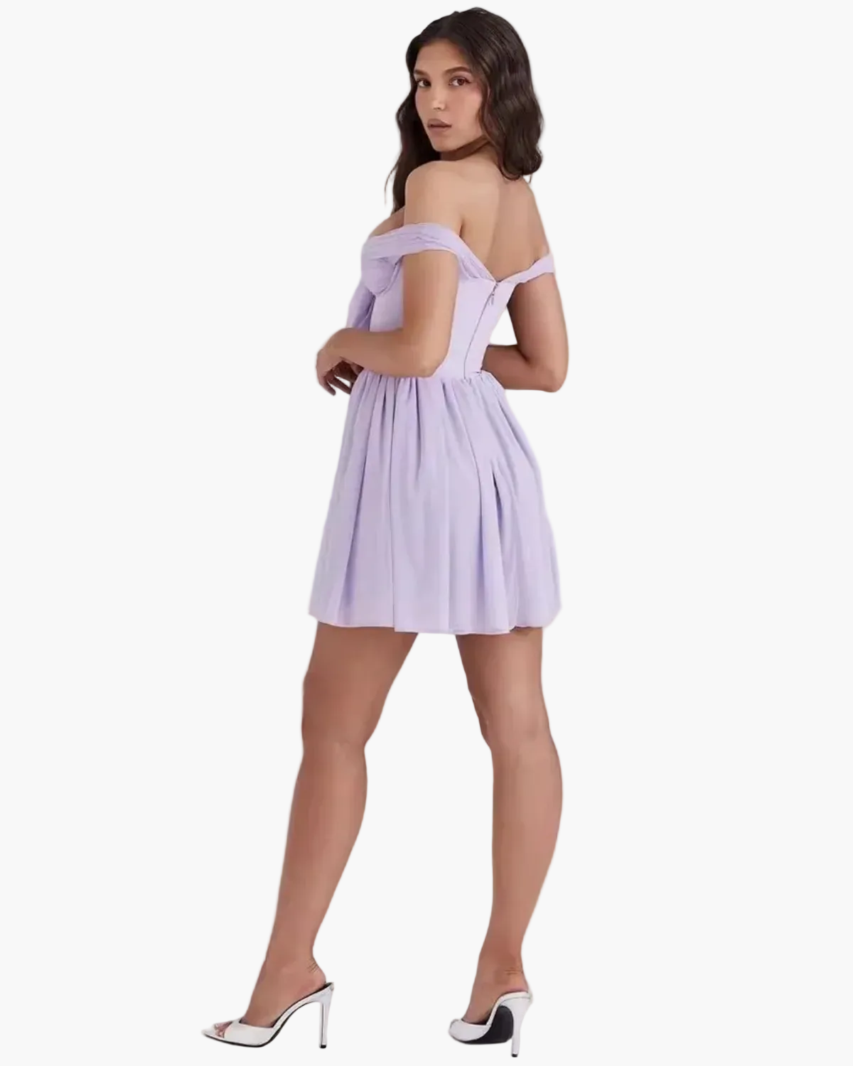 Off-Shoulder Mini Dress with Pleated Skirt for Women