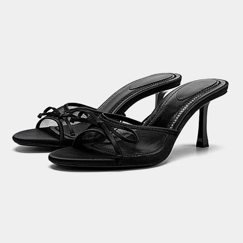 Open Toe Kitten Heels Mule Sandals for Women