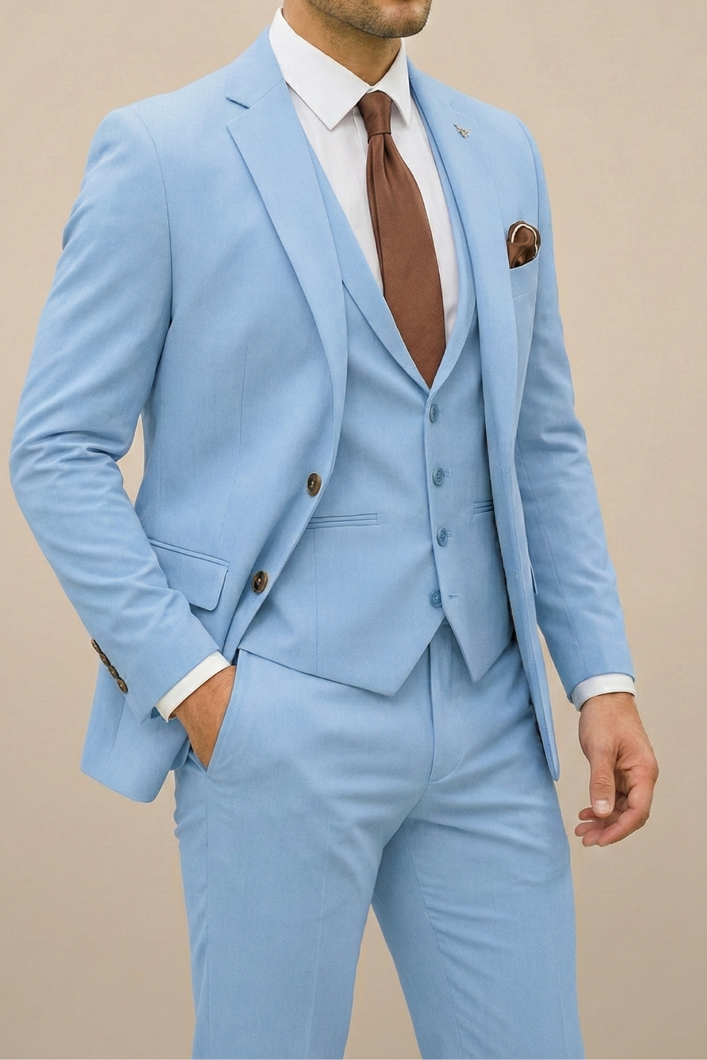 Three Piece Suit Set with Waistcoat for Men