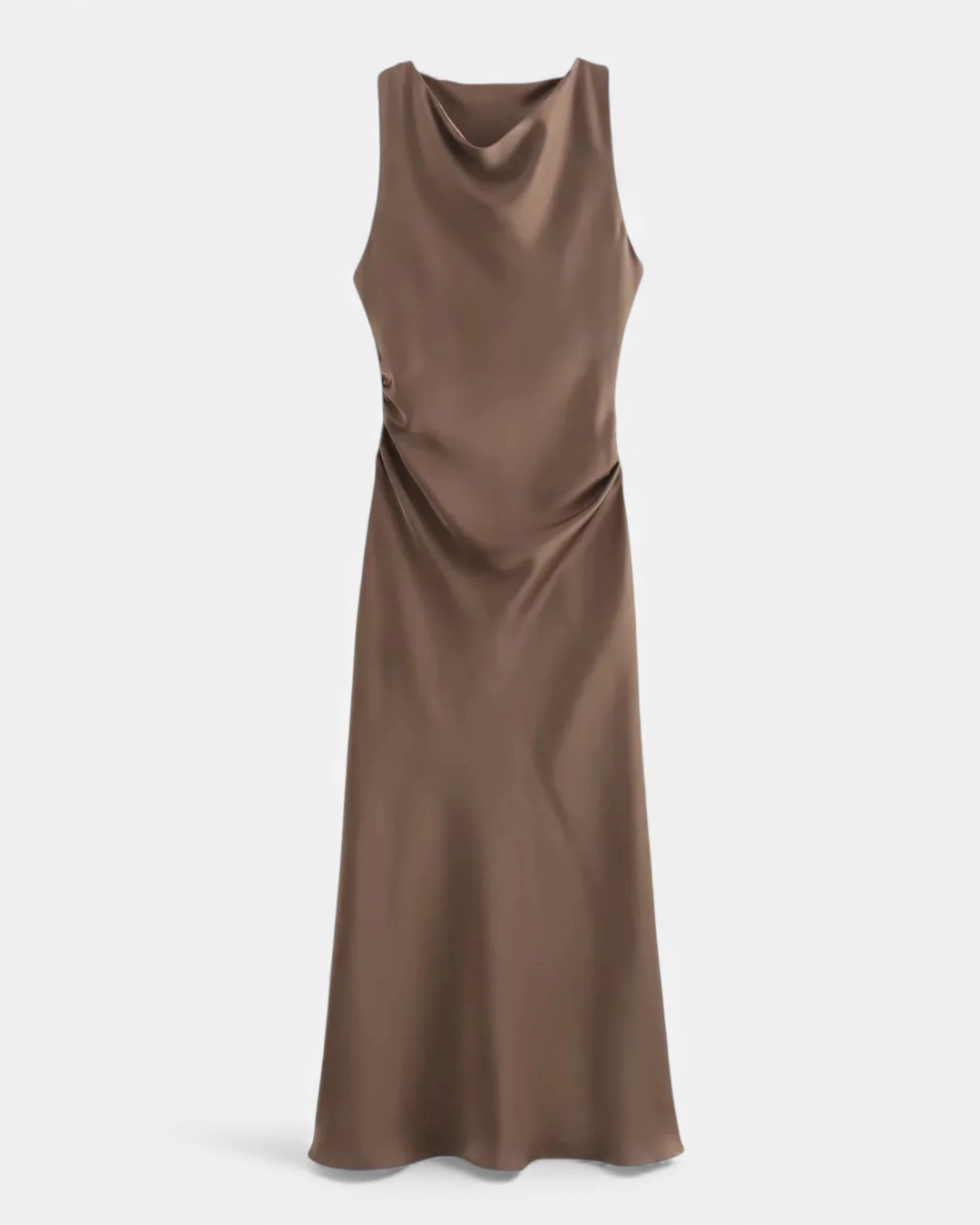Satin Maxi Slip Dress with Drape Neckline for Women