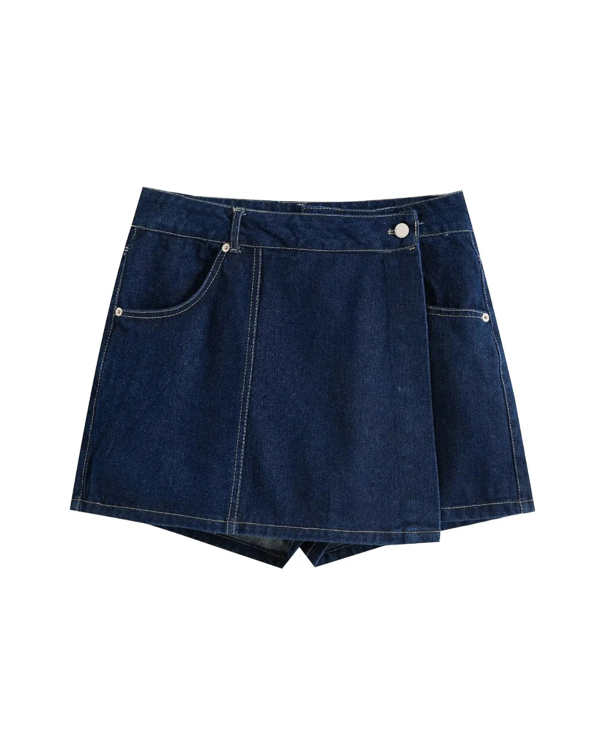 Denim Set with Button-Up Top and Mini Skirt for Women