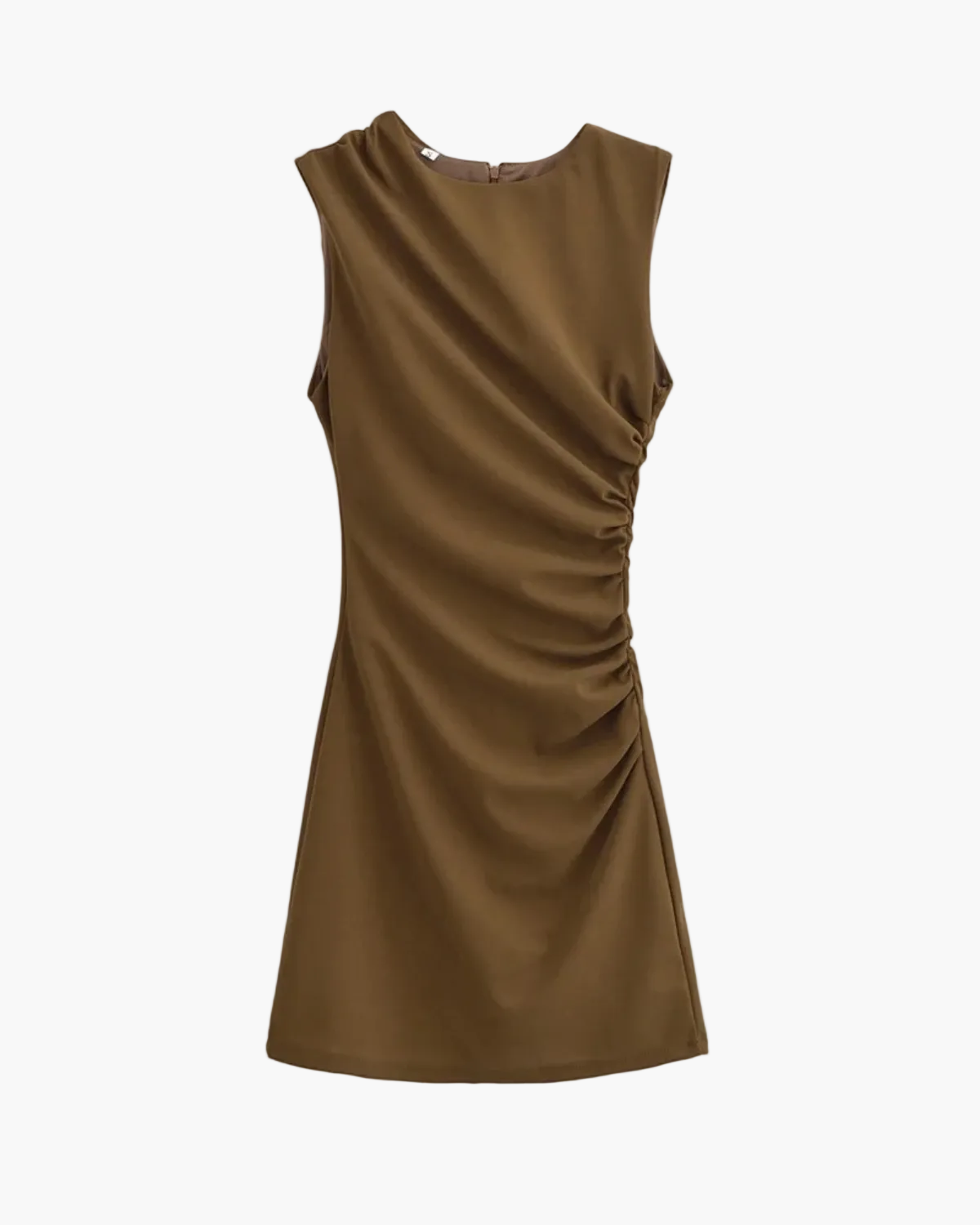 Sleeveless Draped Mini Dress with Zipper for Women