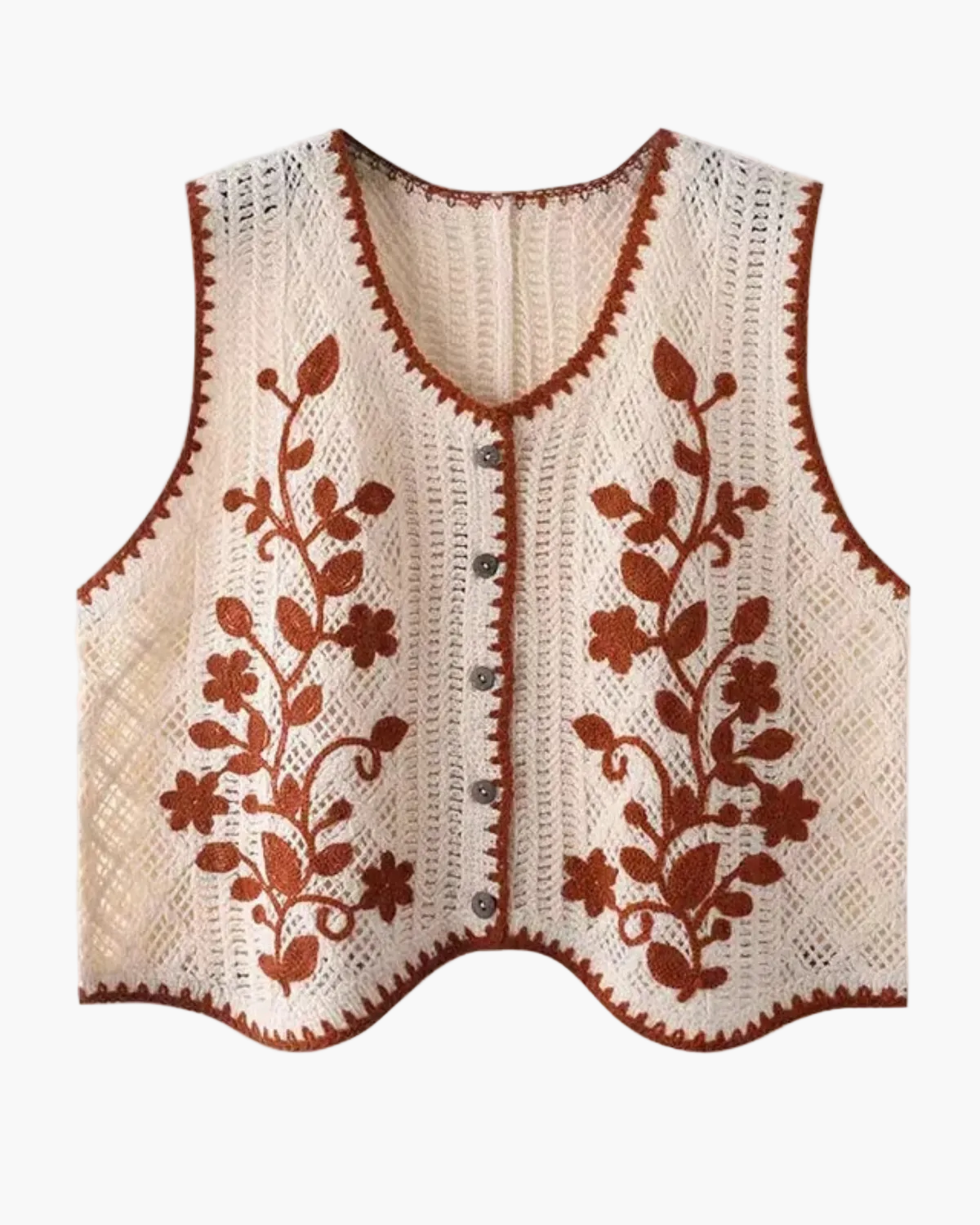 Crochet Top with Floral Pattern for Women