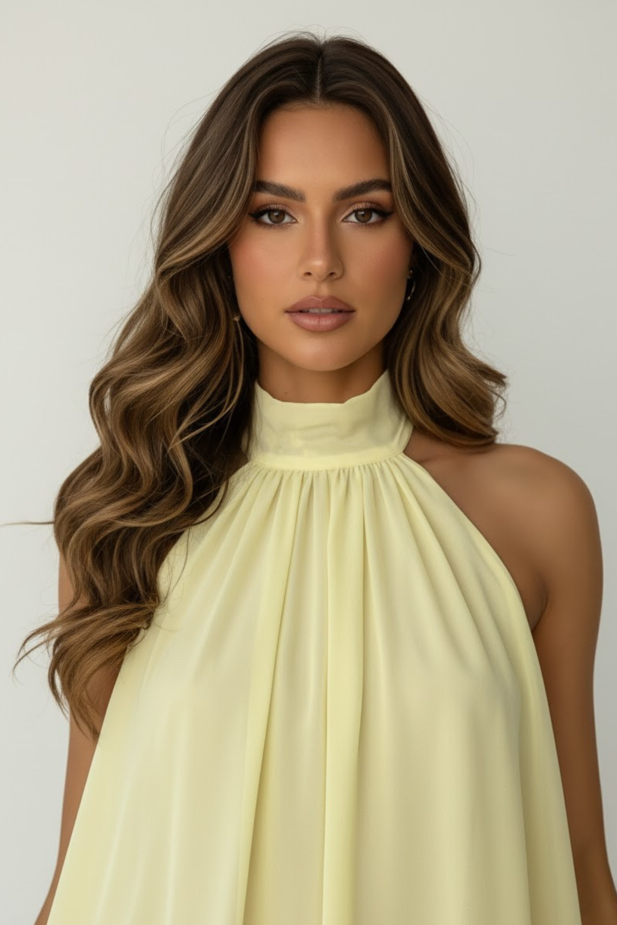 Halterneck A-Line Chiffon Mini Dress for Women