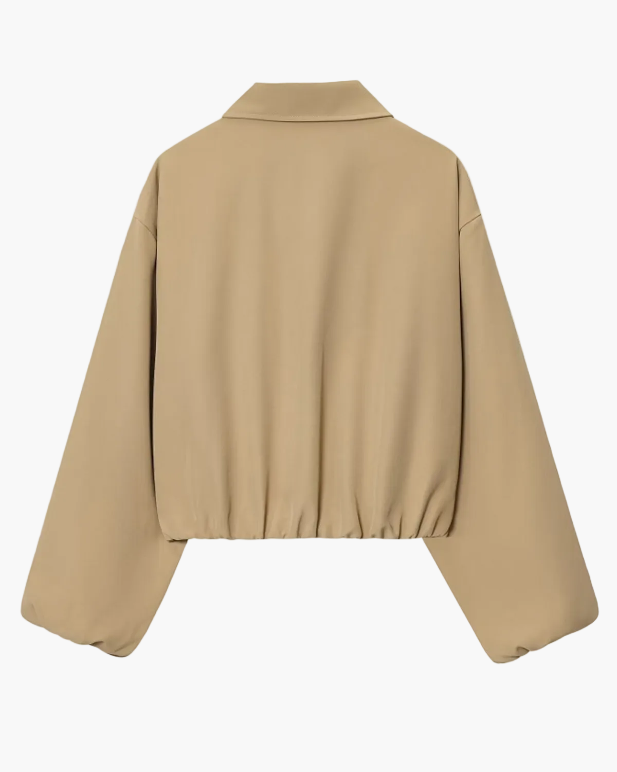 Zip-Up Bomber Jacket with Balloon Sleeves for Women