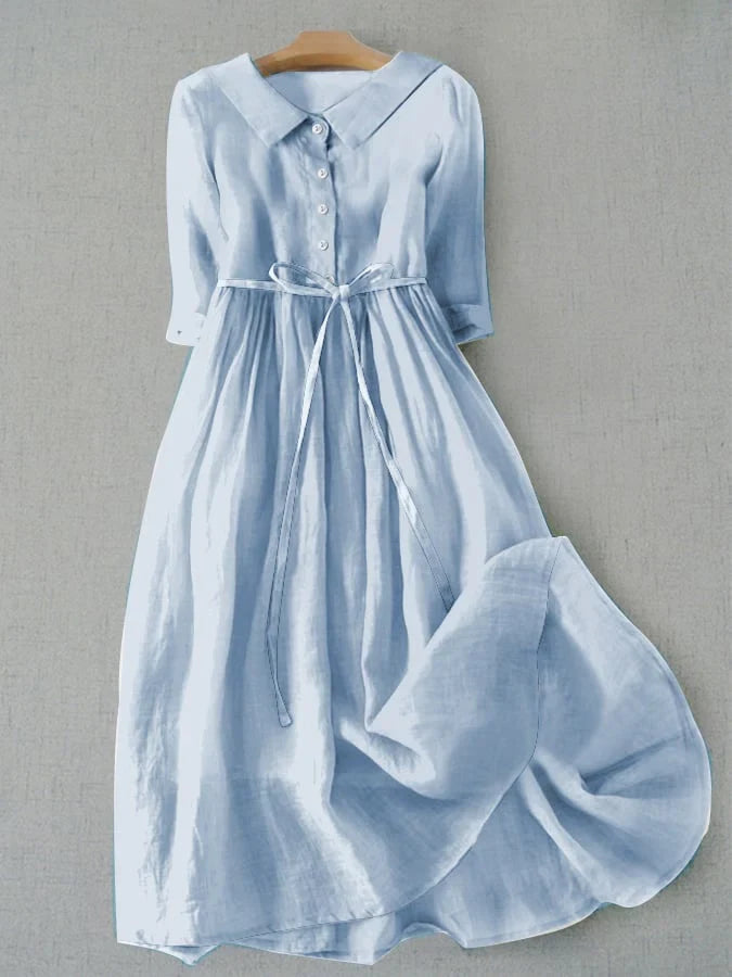 Button-Down A-Line Shirt Dress for Women