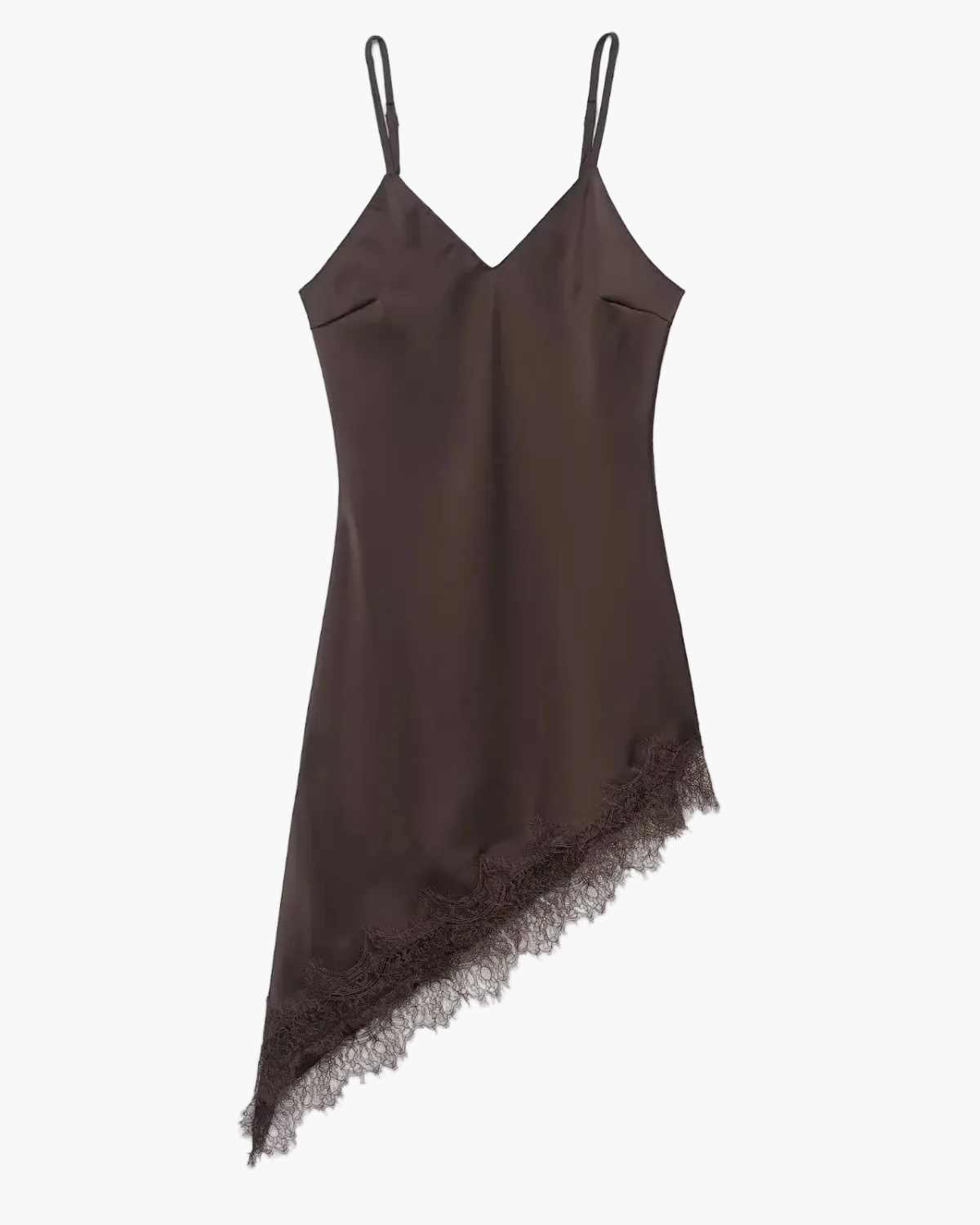 Backless Satin Dress with Asymmetric Lace Hem for Women