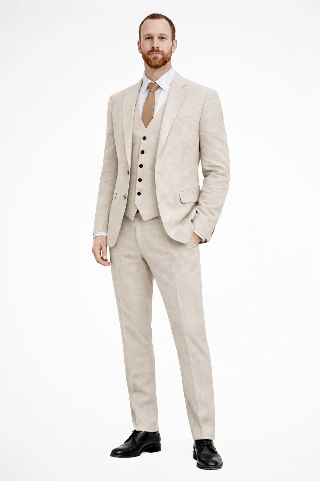 Linen Three Piece Suit Set for Men