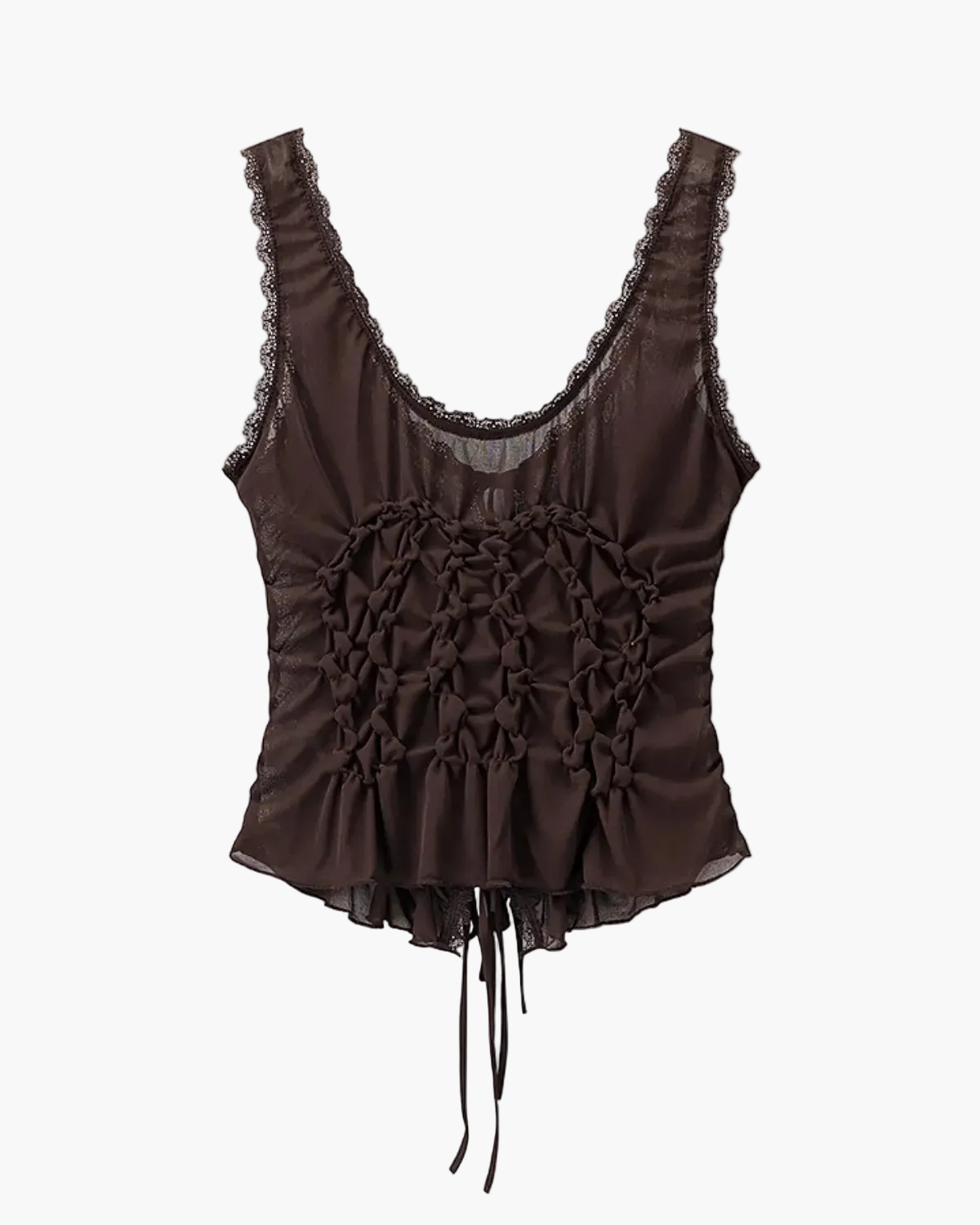 Slim Fit Pleated Tank Top with Front Tie for Women