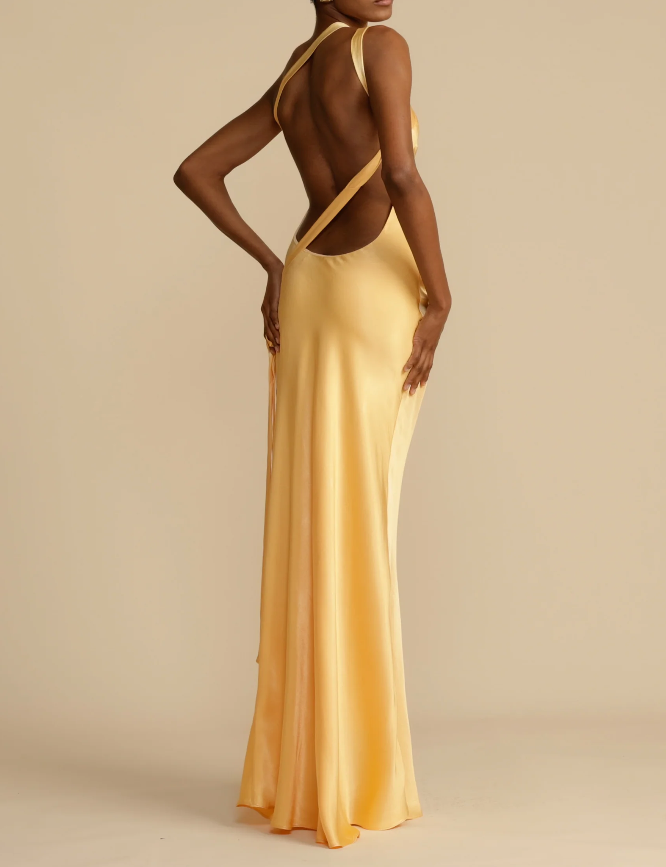 Satin Backless Maxi Dress for Women