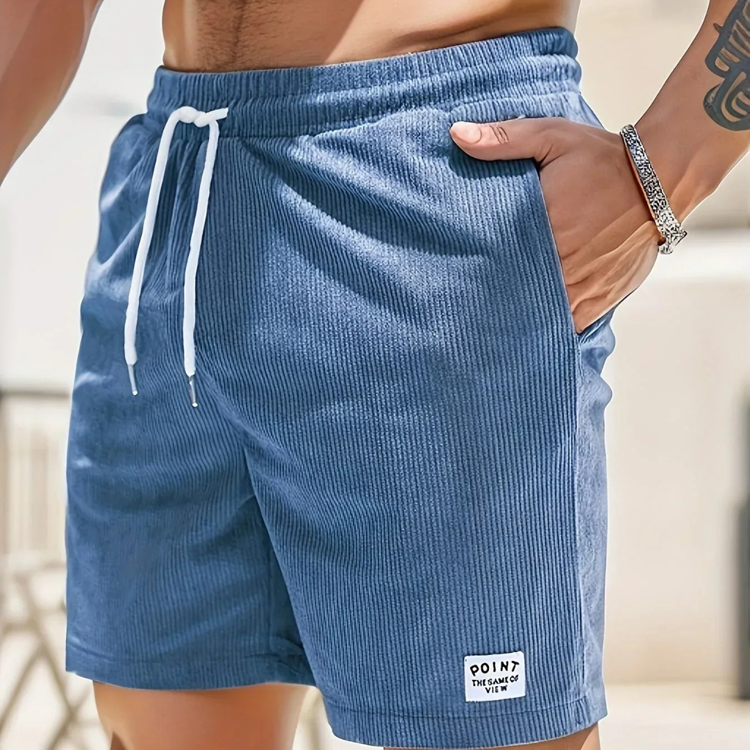 Ribbed Drawstring Casual Shorts for Men