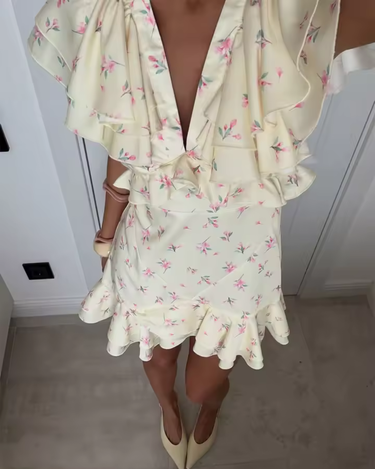 Floral Print Ruffle Mini Dress for Women