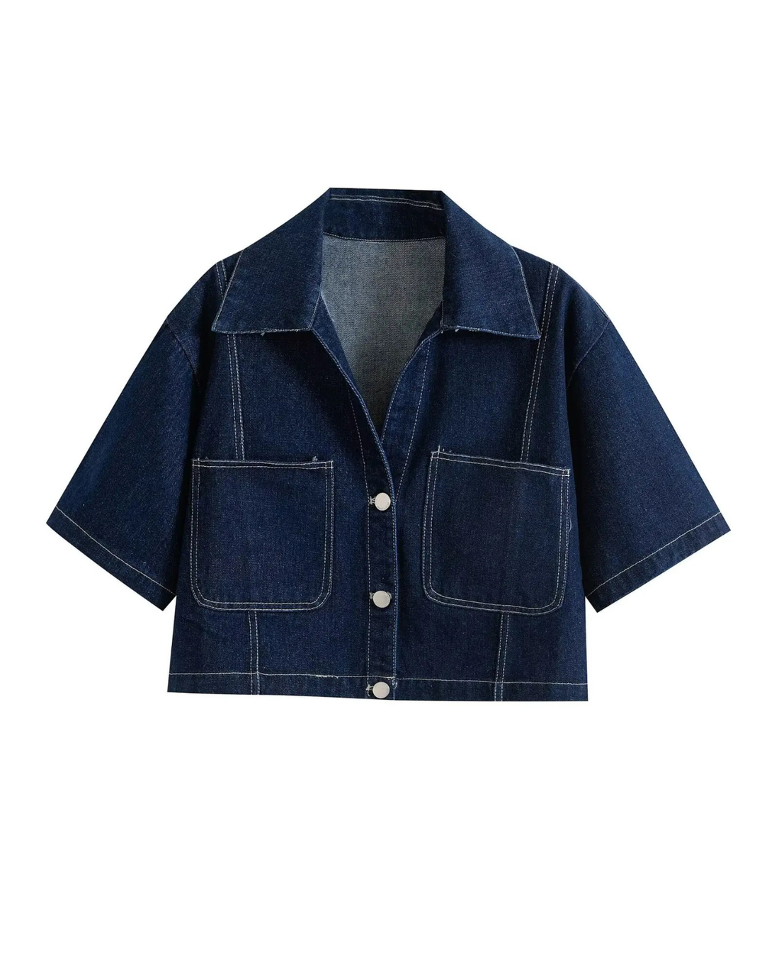 Denim Set with Button-Up Top and Mini Skirt for Women