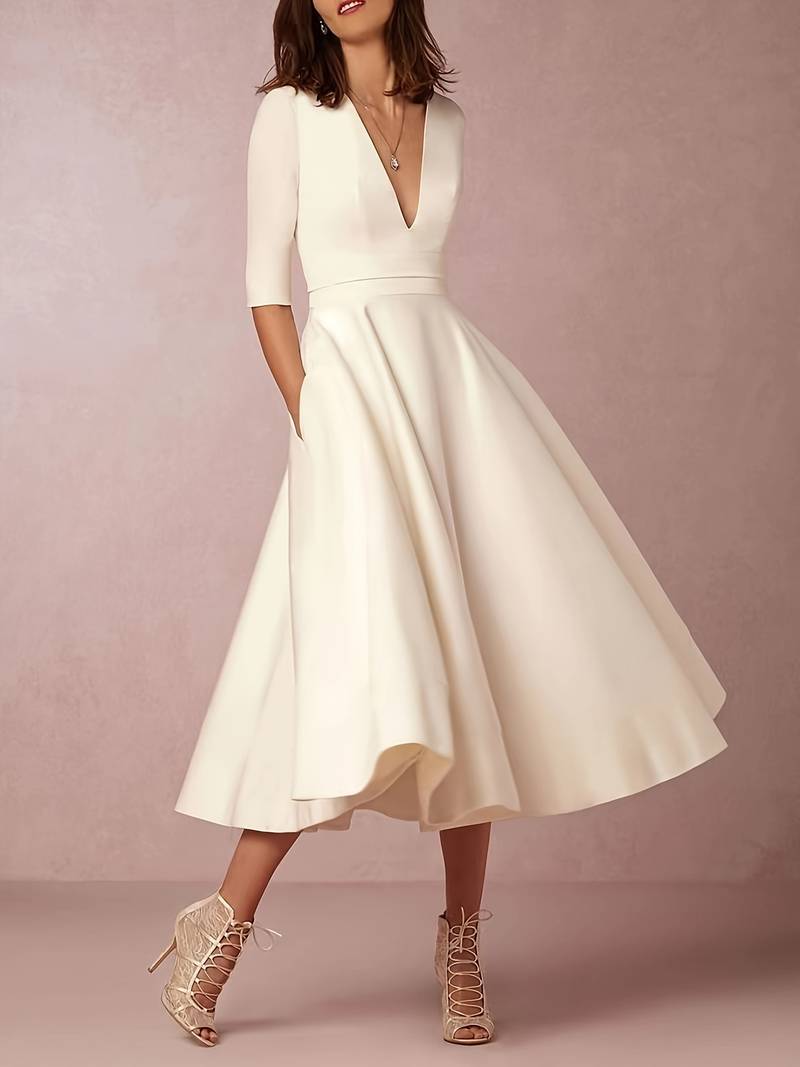 Wedding Guest Flared Midi Dress for Women