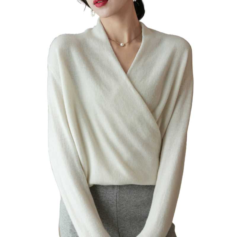 Knitted Crossover Jumper for Women