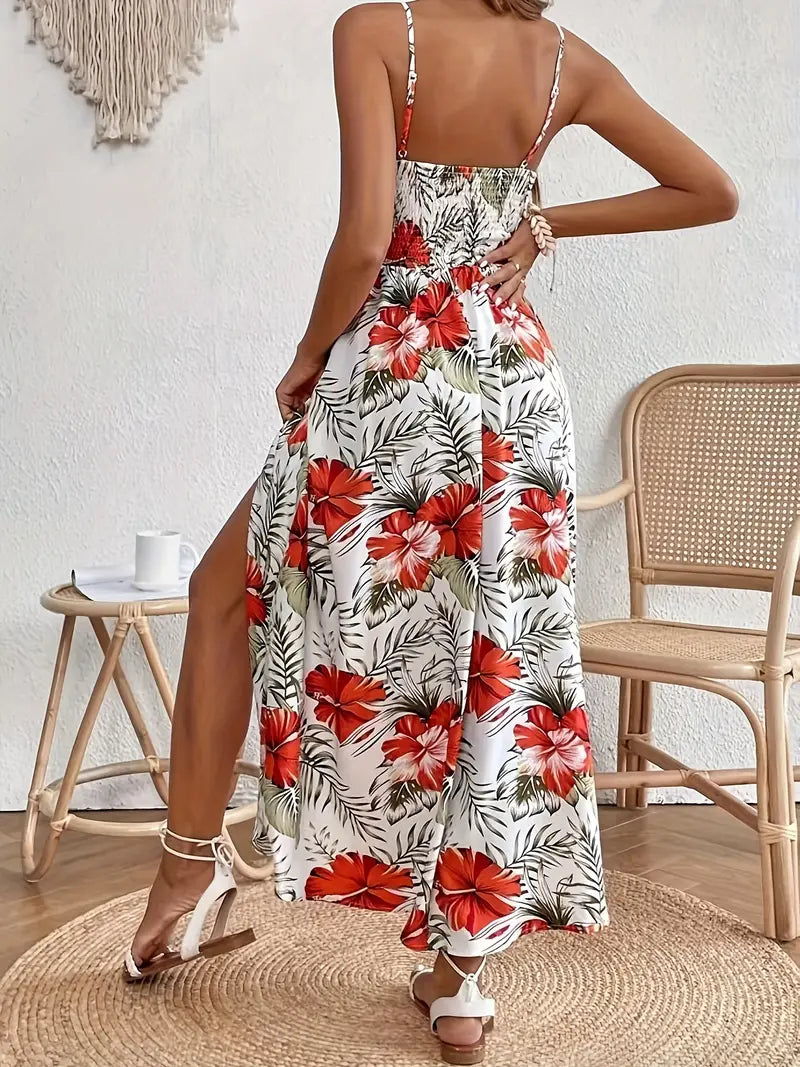 Floral A-Line Wedding Guest Midi Dress for Women