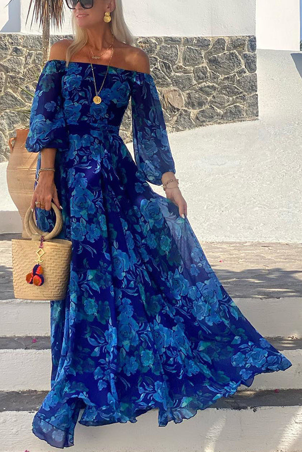 Off-Shoulder Floral Maxi Dress Wedding Guest for Women