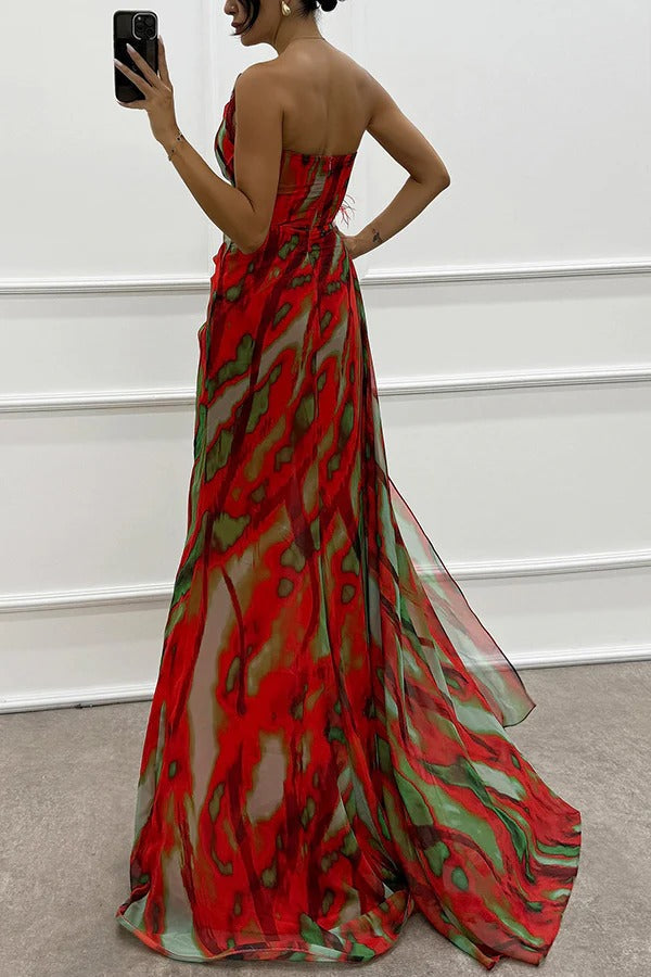 One-Shoulder Split Maxi Dress Wedding Guest for Women