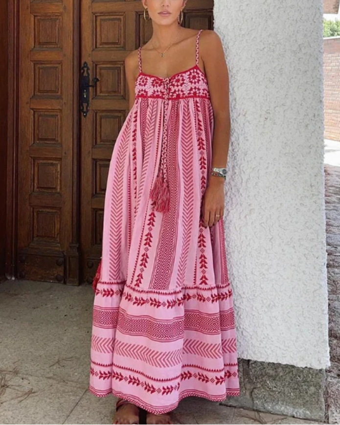 Boho Style Crochet Maxi Dress for Women