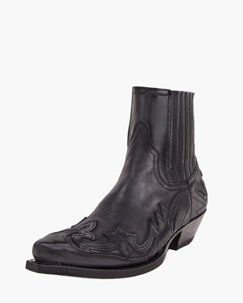 Faux Leather Embroidered Western Boots for Women