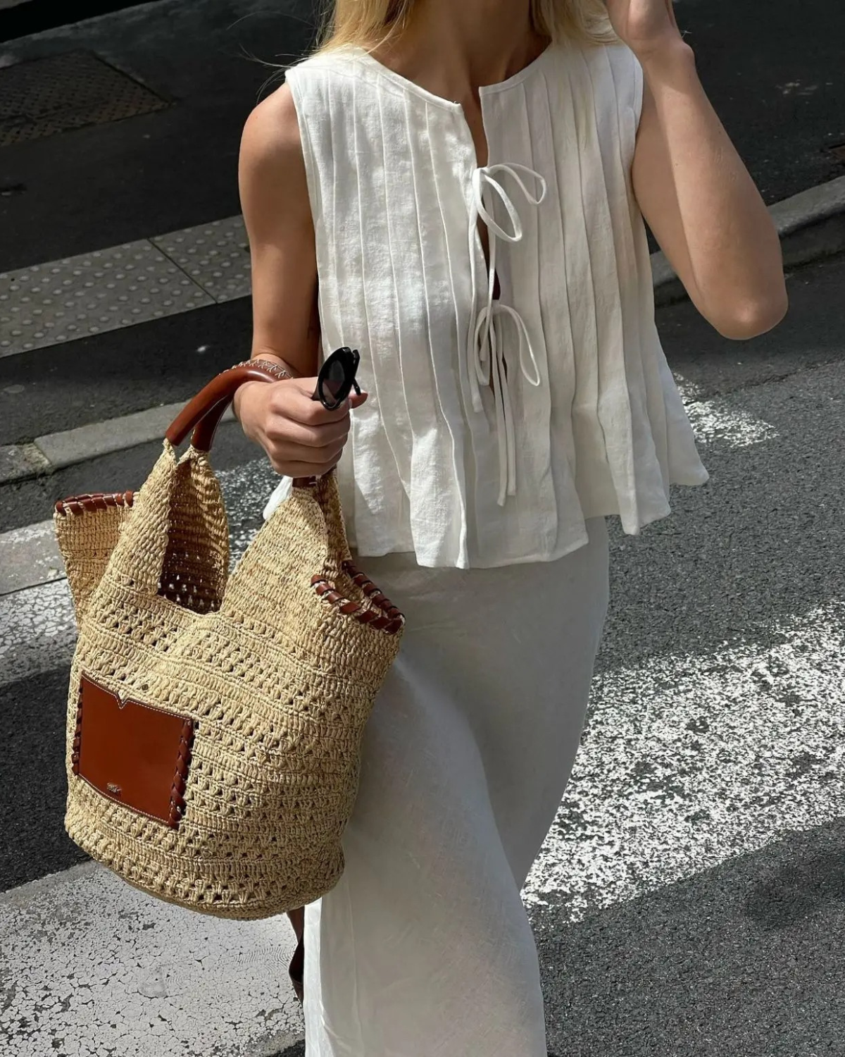 Sleeveless Peplum Top with Front Ties for Women