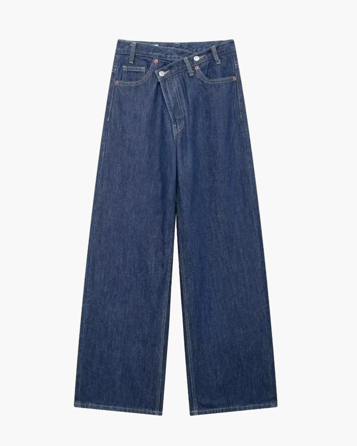 High Waist Straight Leg Denim Pants for Women