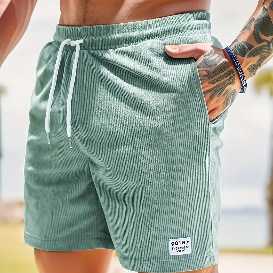 Ribbed Drawstring Casual Shorts for Men