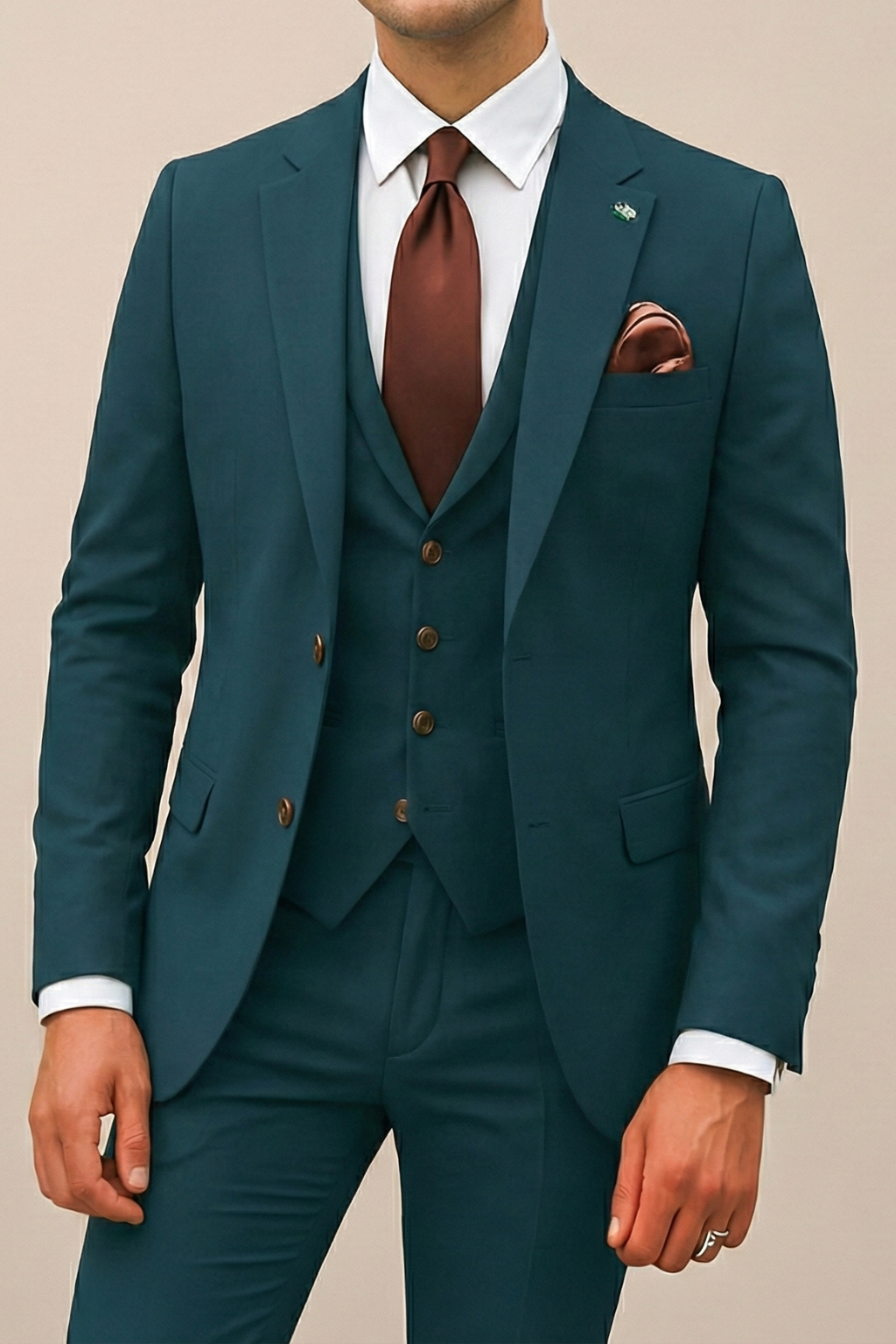 Three Piece Suit Set with Waistcoat for Men