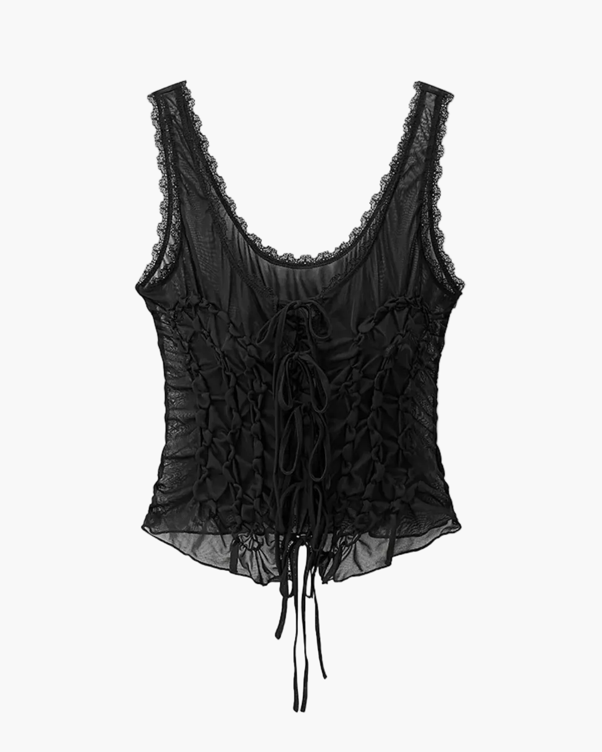 Slim Fit Pleated Tank Top with Front Tie for Women