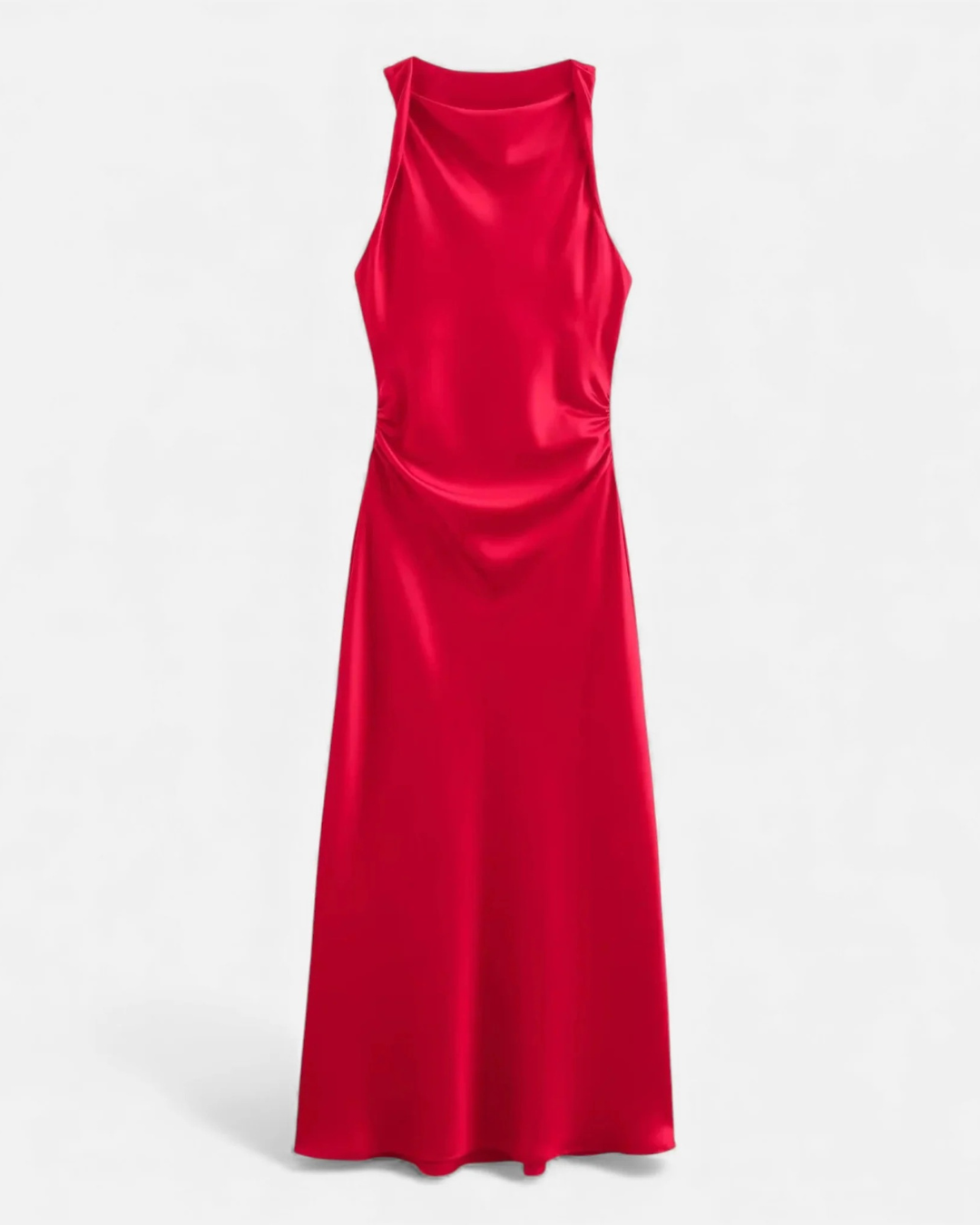 Satin Maxi Slip Dress with Drape Neckline for Women